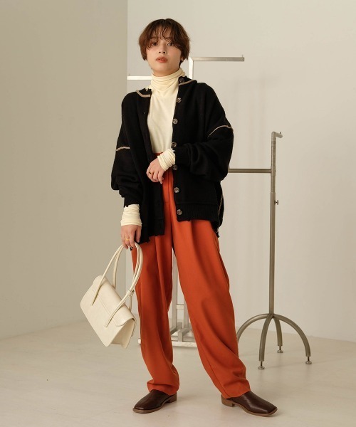 Bab（バブ）の「【WEB限定】バイカラーリンキングニットカーディガン（カーディガン/ボレロ・レディース・アイボリー/ベージュ/ブラック・FREE）」の4枚目の写真