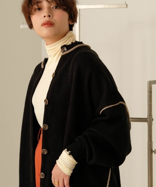 Bab（バブ）の「【WEB限定】バイカラーリンキングニットカーディガン（カーディガン/ボレロ・レディース・アイボリー/ベージュ/ブラック・FREE）」の11枚目の写真