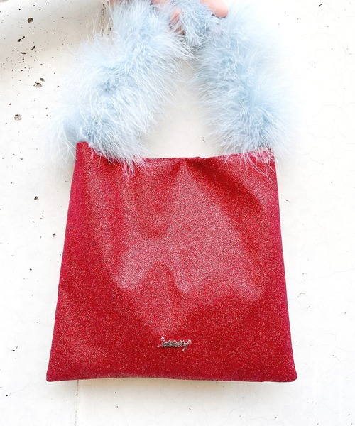 lilLilly(リルリリー)の「フェザーファーミニバッグ(ハンドバッグ・レディース・ブラック/ピンク/レッド/ブルー・FREE)」の1枚目の写真