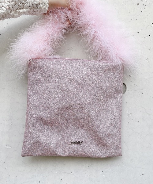 lilLilly(リルリリー)の「フェザーファーミニバッグ(ハンドバッグ・レディース・ブラック/ピンク/レッド/ブルー・FREE)」の5枚目の写真