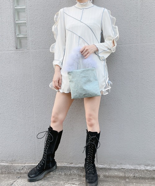 lilLilly(リルリリー)の「フェザーファーミニバッグ(ハンドバッグ・レディース・ブラック/ピンク/レッド/ブルー・FREE)」の19枚目の写真