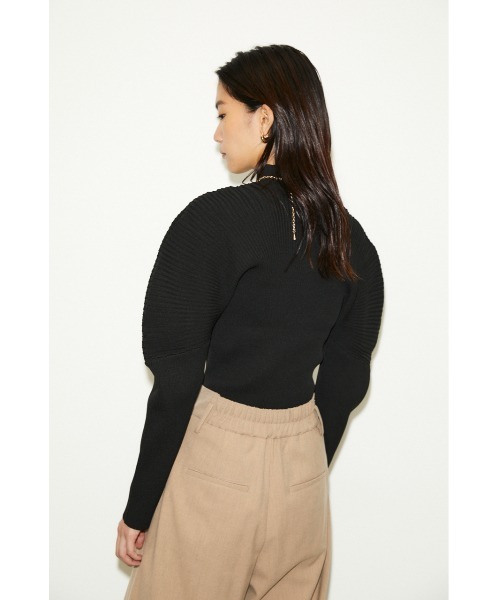 THROW by SLY(スローバイスライ)の「THROW SOPHIA NYLON RIB TOPS/ナイロンリブニットトップス(ニット/セーター・レディース・イエロー/ブラック/クリアレッド・FREE)」の4枚目の写真
