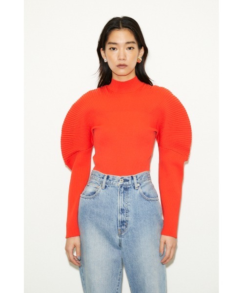 THROW by SLY(スローバイスライ)の「THROW SOPHIA NYLON RIB TOPS/ナイロンリブニットトップス(ニット/セーター・レディース・イエロー/ブラック/クリアレッド・FREE)」の5枚目の写真