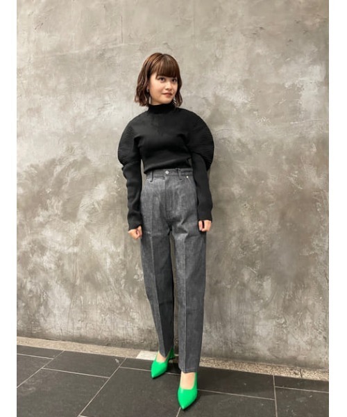 THROW by SLY(スローバイスライ)の「THROW SOPHIA NYLON RIB TOPS/ナイロンリブニットトップス(ニット/セーター・レディース・イエロー/ブラック/クリアレッド・FREE)」の21枚目の写真