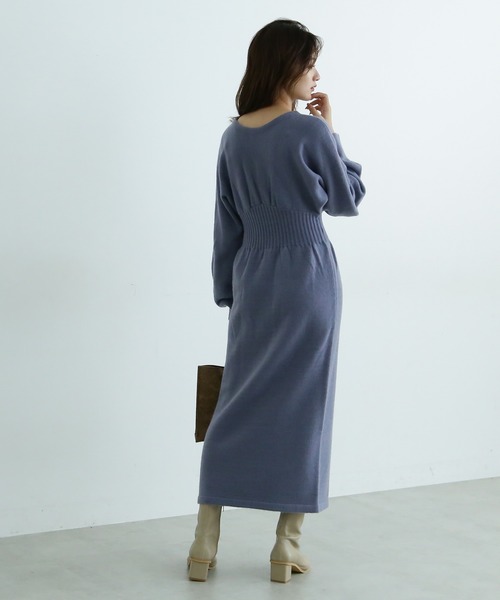 FREE'S MART（フリーズマート）の「◆前後2Wayラウンドスリーブニットワンピース（ワンピース・レディース・ブラウン/グレー/ブルー・FREE）」の5枚目の写真