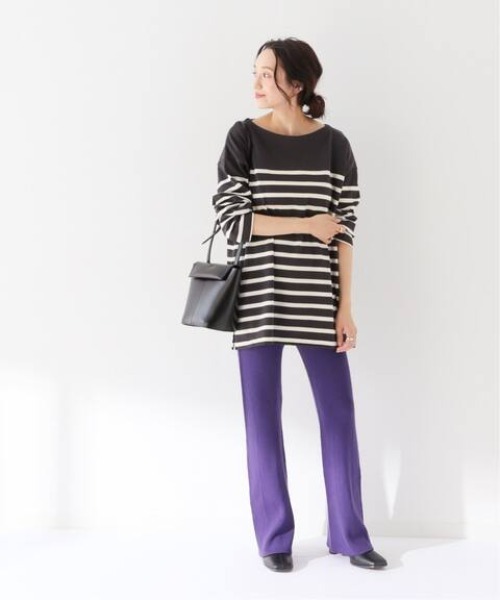 SLOBE IENA（スローブイエナ）の「ウールリブニットパンツ【ウエストゴム】◆（その他パンツ・レディース・チャコールグレー/パープル・36/38）」の5枚目の写真