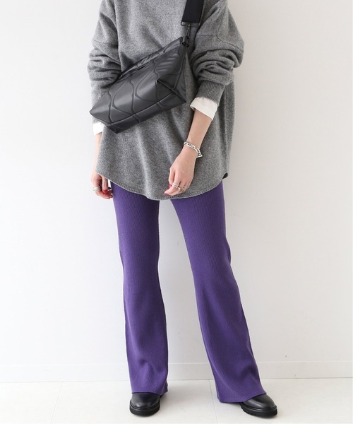 SLOBE IENA（スローブイエナ）の「ウールリブニットパンツ【ウエストゴム】◆（その他パンツ・レディース・チャコールグレー/パープル・36/38）」の22枚目の写真