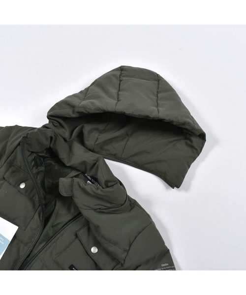 BeBe/【撥水加工】取り外し可能フード付きマットタフタダウンコート(90