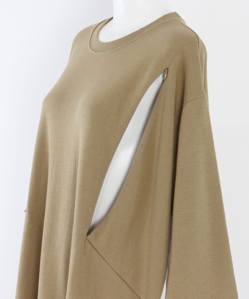 CHOCOA（チョコア）の「マタニティ授乳サイドプリーツワンピース（マタニティウェア/グッズ・レディース・チャコールグレー/ベージュ・FREE）」の17枚目の写真