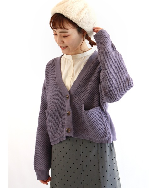 ehka sopo（エヘカソポ）の「ポケット付Vネックカーディガン（カーディガン/ボレロ・レディース・キナリ/ベージュ/ラベンダー/ブラック・ﾌﾘ-）」の4枚目の写真
