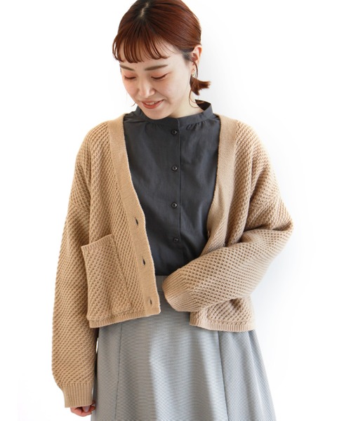 ehka sopo（エヘカソポ）の「ポケット付Vネックカーディガン（カーディガン/ボレロ・レディース・キナリ/ベージュ/ラベンダー/ブラック・ﾌﾘ-）」の3枚目の写真