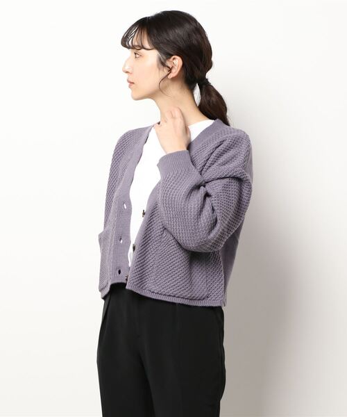 ehka sopo（エヘカソポ）の「ポケット付Vネックカーディガン（カーディガン/ボレロ・レディース・キナリ/ベージュ/ラベンダー/ブラック・ﾌﾘ-）」の9枚目の写真