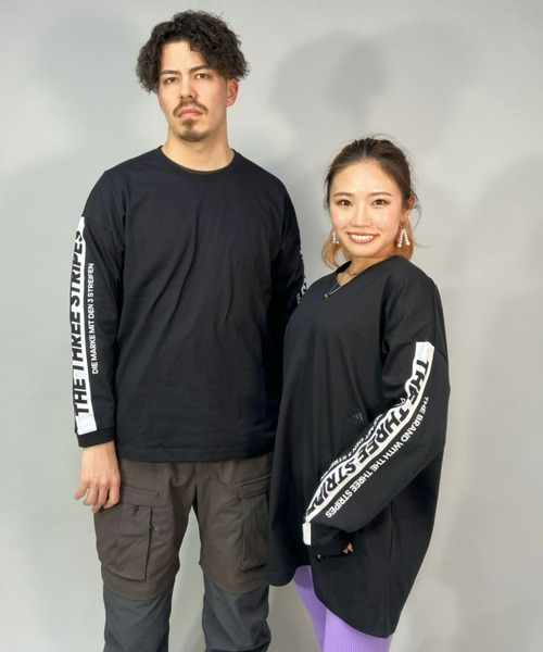 adidas(アディダス)の「adidas/アディダス ビッグシルエット スリーストライプス スリーブプリントロンT/ロングスリーブTEE N1382(Tシャツ/カットソー・メンズ・ホワイト/ブラック・M/L/LL/XXL/XL)」の2枚目の写真