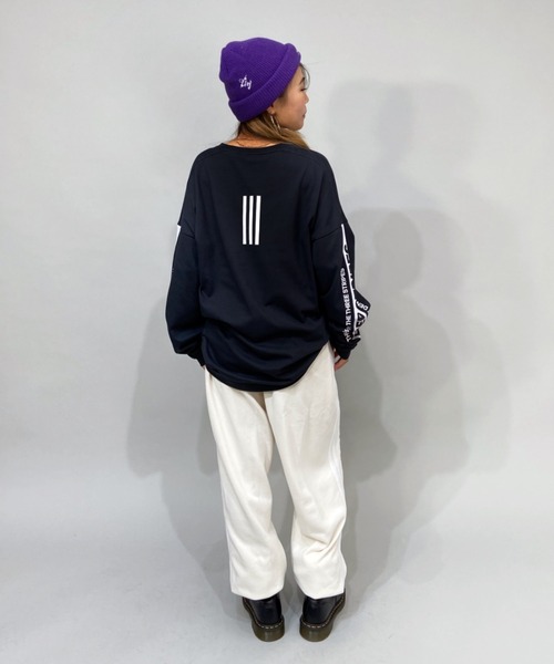 adidas(アディダス)の「adidas/アディダス ビッグシルエット スリーストライプス スリーブプリントロンT/ロングスリーブTEE N1382(Tシャツ/カットソー・メンズ・ホワイト/ブラック・M/L/LL/XXL/XL)」の20枚目の写真