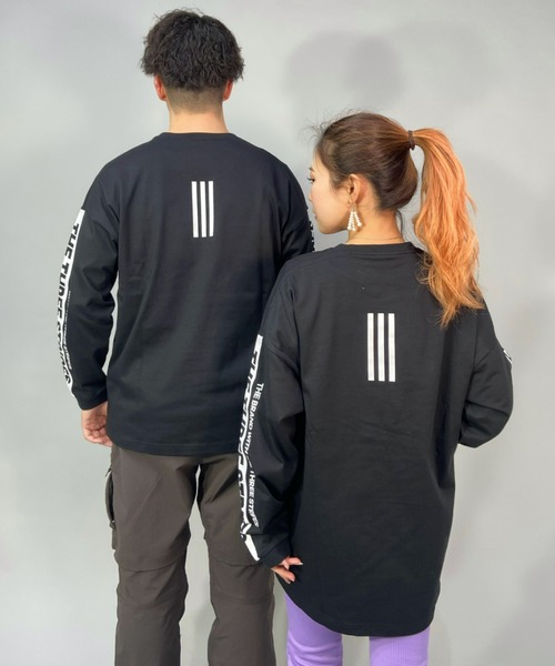 adidas(アディダス)の「adidas/アディダス ビッグシルエット スリーストライプス スリーブプリントロンT/ロングスリーブTEE N1382(Tシャツ/カットソー・メンズ・ホワイト/ブラック・M/L/LL/XXL/XL)」の8枚目の写真