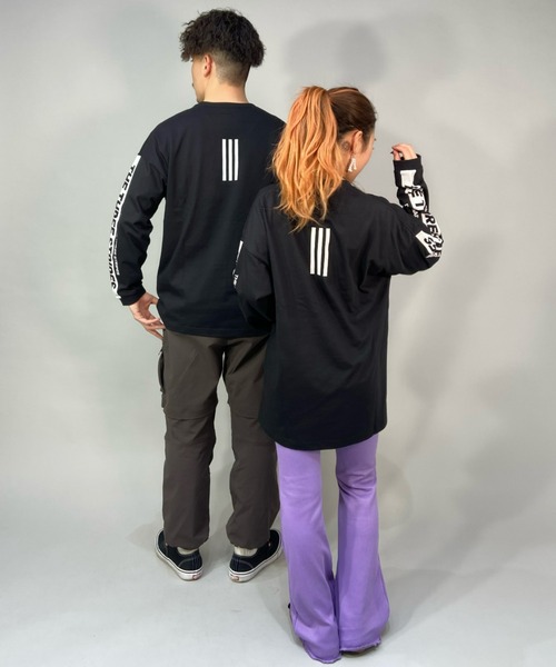 adidas(アディダス)の「adidas/アディダス ビッグシルエット スリーストライプス スリーブプリントロンT/ロングスリーブTEE N1382(Tシャツ/カットソー・メンズ・ホワイト/ブラック・M/L/LL/XXL/XL)」の10枚目の写真