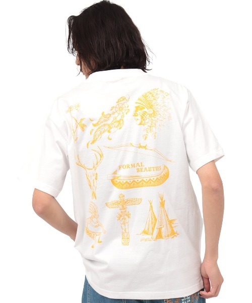 チチカカ(チチカカ)の「【ユニセックス】アウトドアコラージュプリントTシャツ(Tシャツ/カットソー・メンズ・ホワイト/イエロー・MEDIUM/LARGE)」の12枚目の写真