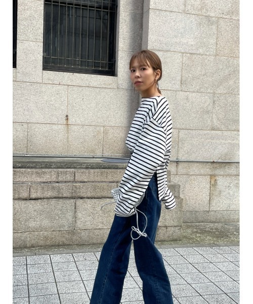 ulu(ウル)の「Original Box silhouette border long tshirt(Tシャツ/カットソー・レディース・ホワイト×ブラック・FREE)」の10枚目の写真
