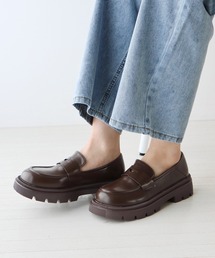 BLUEEAST | スクエアトゥフェイクレザー厚底ローファー(ローファー)