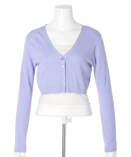 Rirandture（リランドチュール）の「シアーリブショートカーデ（カーディガン/ボレロ・レディース・ホワイト/ブラック/ピンク/ライトパープル/グリーン・2）」の4枚目の写真
