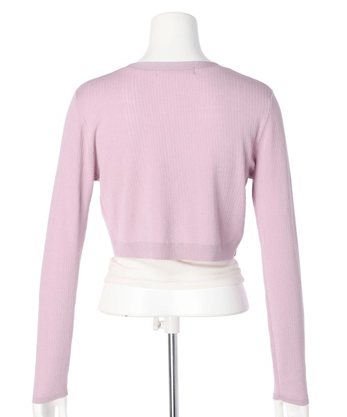 Rirandture（リランドチュール）の「シアーリブショートカーデ（カーディガン/ボレロ・レディース・ホワイト/ブラック/ピンク/ライトパープル/グリーン・2）」の7枚目の写真