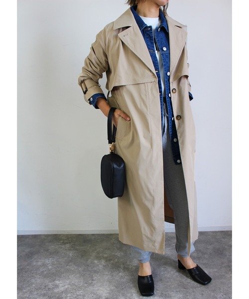 MLI'A(エムリア)の「フラップコート(トレンチコート・レディース・ベージュ/ライトカーキ・M)」の3枚目の写真