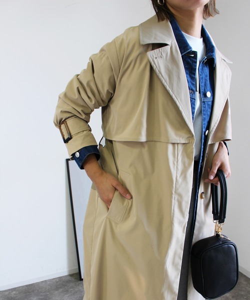MLI'A(エムリア)の「フラップコート(トレンチコート・レディース・ベージュ/ライトカーキ・M)」の4枚目の写真