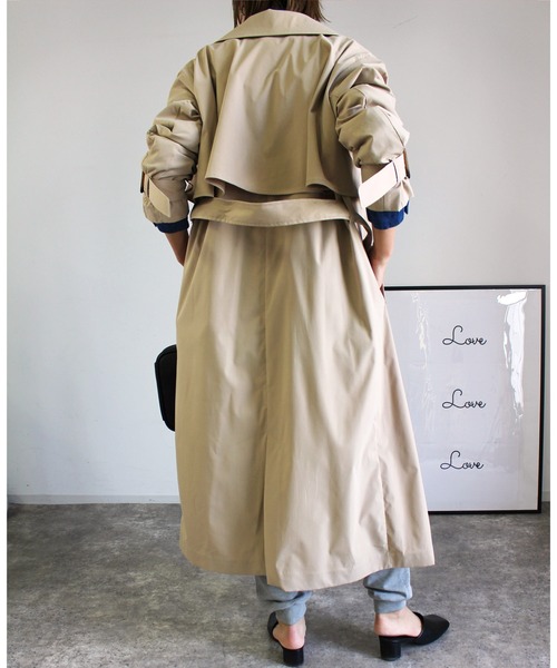 MLI'A(エムリア)の「フラップコート(トレンチコート・レディース・ベージュ/ライトカーキ・M)」の7枚目の写真