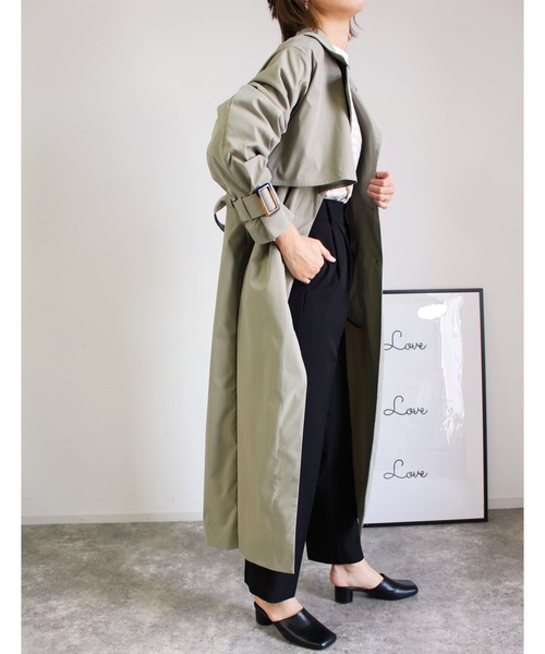 MLI'A(エムリア)の「フラップコート(トレンチコート・レディース・ベージュ/ライトカーキ・M)」の9枚目の写真