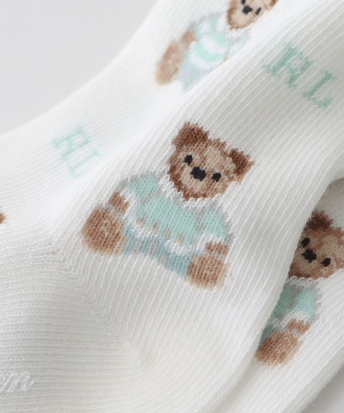 POLO RALPH LAUREN（ポロ ラルフ ローレン）の「RALPH LAUREN Layette Tossedベア総柄 ベビーソックス 04883173（ベビーシューズ/ベビーソックス・キッズ・グリーン系その他/ライトブルー/ライトピンク・S(9-11c)/M(11-13c)）」の4枚目の写真