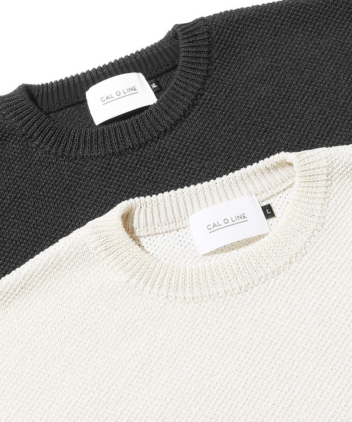 CAL O LINE(キャルオーライン)の「CAL O LINE/キャルオーライン LINE CREW-NECK KNIT ニット(ニット/セーター・メンズ・ブラック/オフホワイト・M/XL/L)」の2枚目の写真