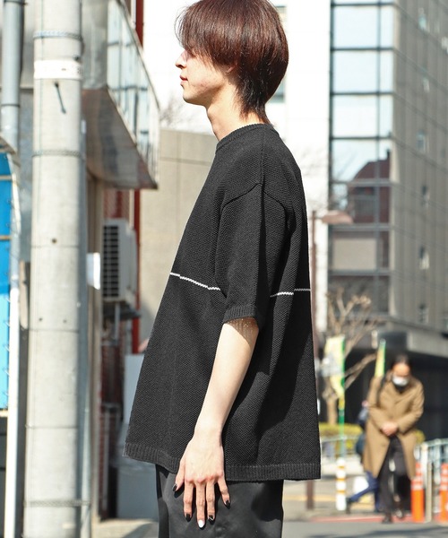 CAL O LINE(キャルオーライン)の「CAL O LINE/キャルオーライン LINE CREW-NECK KNIT ニット(ニット/セーター・メンズ・ブラック/オフホワイト・M/XL/L)」の3枚目の写真