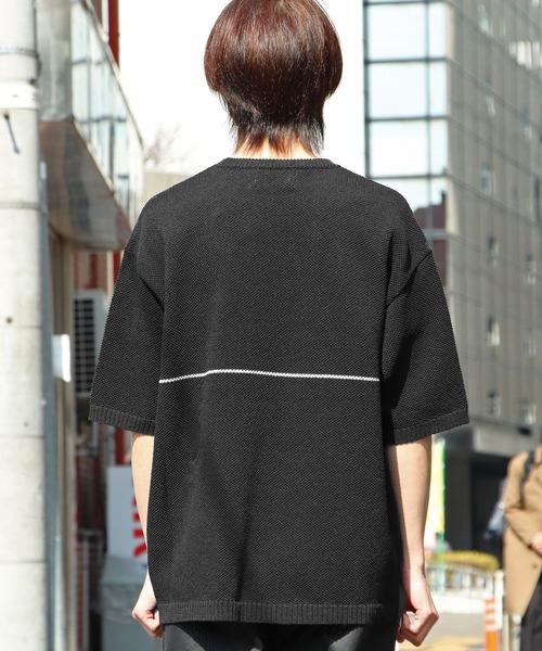 CAL O LINE(キャルオーライン)の「CAL O LINE/キャルオーライン LINE CREW-NECK KNIT ニット(ニット/セーター・メンズ・ブラック/オフホワイト・M/XL/L)」の4枚目の写真
