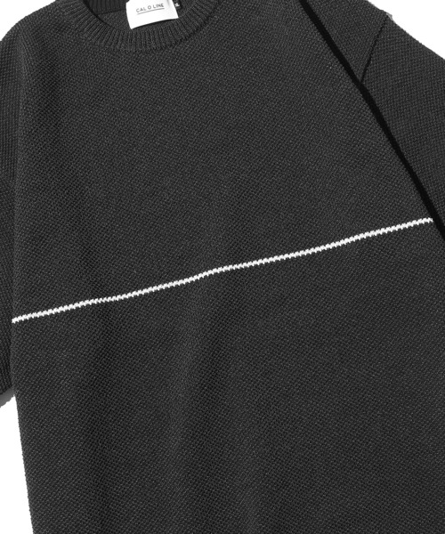 CAL O LINE(キャルオーライン)の「CAL O LINE/キャルオーライン LINE CREW-NECK KNIT ニット(ニット/セーター・メンズ・ブラック/オフホワイト・M/XL/L)」の7枚目の写真