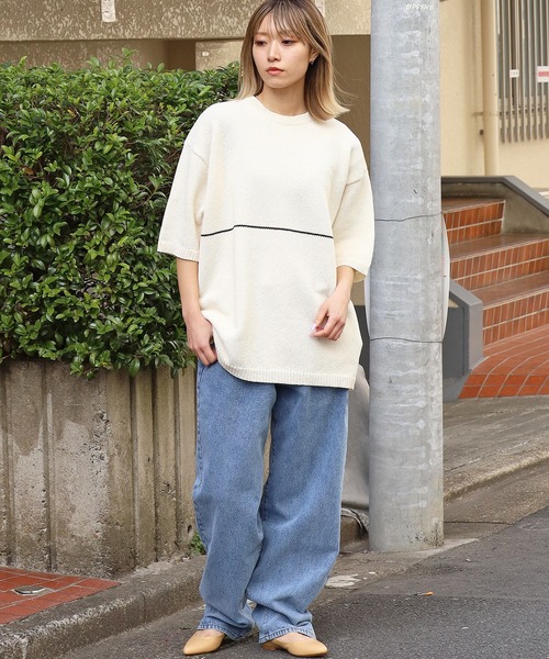 CAL O LINE(キャルオーライン)の「CAL O LINE/キャルオーライン LINE CREW-NECK KNIT ニット(ニット/セーター・メンズ・ブラック/オフホワイト・M/XL/L)」の18枚目の写真