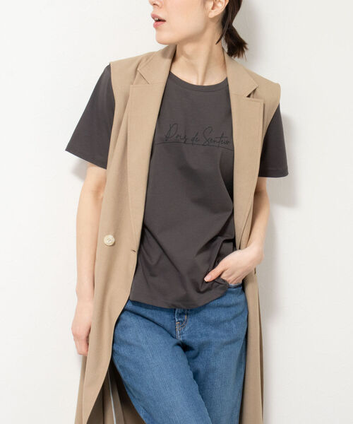 NOLLEY’S（ノーリーズ）の「フラワープリントTシャツ（Tシャツ/カットソー・レディース・チャコールグレー/ホワイト系その他4/ホワイト系その他5/ホワイト/サーモンピンク/ホワイト系その他2/ダークグリーン/ブラック・38）」の7枚目の写真