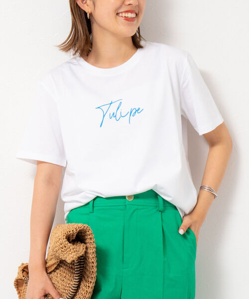 NOLLEY’S（ノーリーズ）の「フラワープリントTシャツ（Tシャツ/カットソー・レディース・チャコールグレー/ホワイト系その他4/ホワイト系その他5/ホワイト/サーモンピンク/ホワイト系その他2/ダークグリーン/ブラック・38）」の3枚目の写真