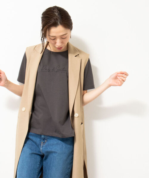 NOLLEY’S（ノーリーズ）の「フラワープリントTシャツ（Tシャツ/カットソー・レディース・チャコールグレー/ホワイト系その他4/ホワイト系その他5/ホワイト/サーモンピンク/ホワイト系その他2/ダークグリーン/ブラック・38）」の16枚目の写真