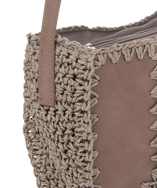 studio CLIP（スタディオクリップ）の「パッチワーク編みショルダーバッグ（ショルダーバッグ・レディース・ブラウン/グレー・FREE）」の7枚目の写真