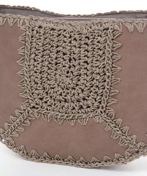 studio CLIP（スタディオクリップ）の「パッチワーク編みショルダーバッグ（ショルダーバッグ・レディース・ブラウン/グレー・FREE）」の13枚目の写真
