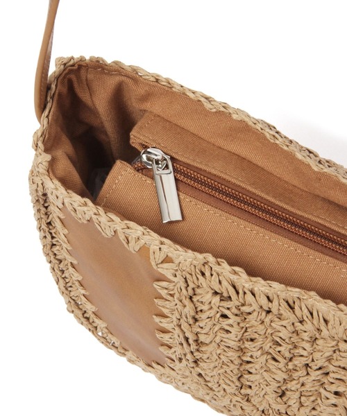 studio CLIP（スタディオクリップ）の「パッチワーク編みショルダーバッグ（ショルダーバッグ・レディース・ブラウン/グレー・FREE）」の5枚目の写真