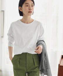 タックリブクルーネックカットプルオーバー