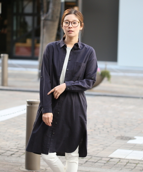 LEPSIM（レプシィム）の「シャツワンピコート　560246（その他アウター・レディース・オフホワイト/ネイビー/ストライプ・LARGE/MEDIUM）」の21枚目の写真