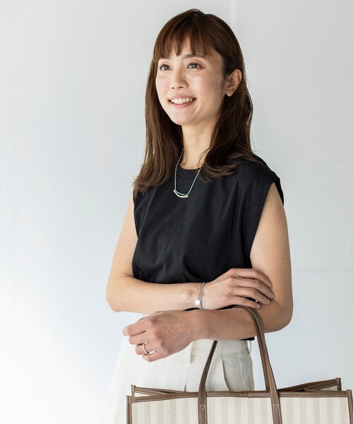 THE SHOP TK (ザ ショップ ティーケー )の「◆【S~XLサイズ展開】フレンチスリーブカットソー(Tシャツ/カットソー・レディース・ブラック/ライトベージュ/レンガ/レモンイエロー/ホワイト系/ブラウン系・11/12/13/14)」の7枚目の写真