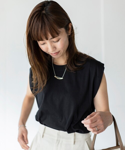 THE SHOP TK (ザ ショップ ティーケー )の「◆【S~XLサイズ展開】フレンチスリーブカットソー(Tシャツ/カットソー・レディース・ブラック/ライトベージュ/レンガ/レモンイエロー/ホワイト系/ブラウン系・11/12/13/14)」の18枚目の写真