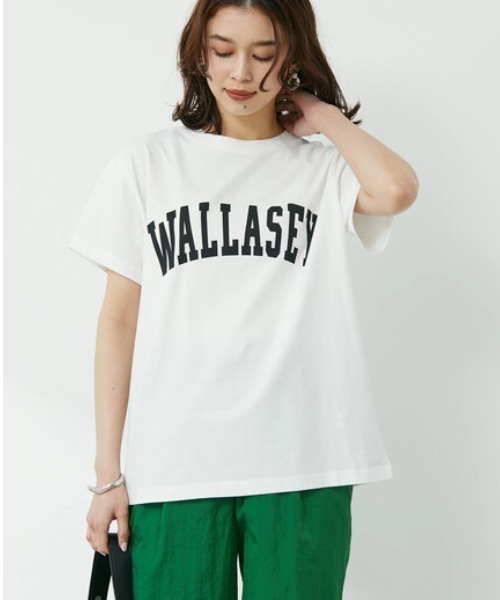 Green　Parks（グリーンパークス）の「カレッジロゴ半袖Tシャツ（Tシャツ/カットソー・レディース・ピンク/オフホワイト/ブルー・FREE）」の2枚目の写真