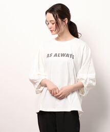 Samansa Mos2 | ロゴプリント袖タックTシャツ(Tシャツ/カットソー)