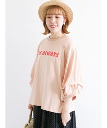Samansa Mos2 | ロゴプリント袖タックTシャツ(Tシャツ/カットソー)