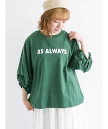 Samansa Mos2 | ロゴプリント袖タックTシャツ(Tシャツ/カットソー)