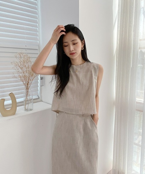 by muni:r（バイ ムニール）の「クラシックキャミソール+ロングスカートセットアップ（ワンピース・レディース・ブラック/ベージュ・FREE）」の16枚目の写真